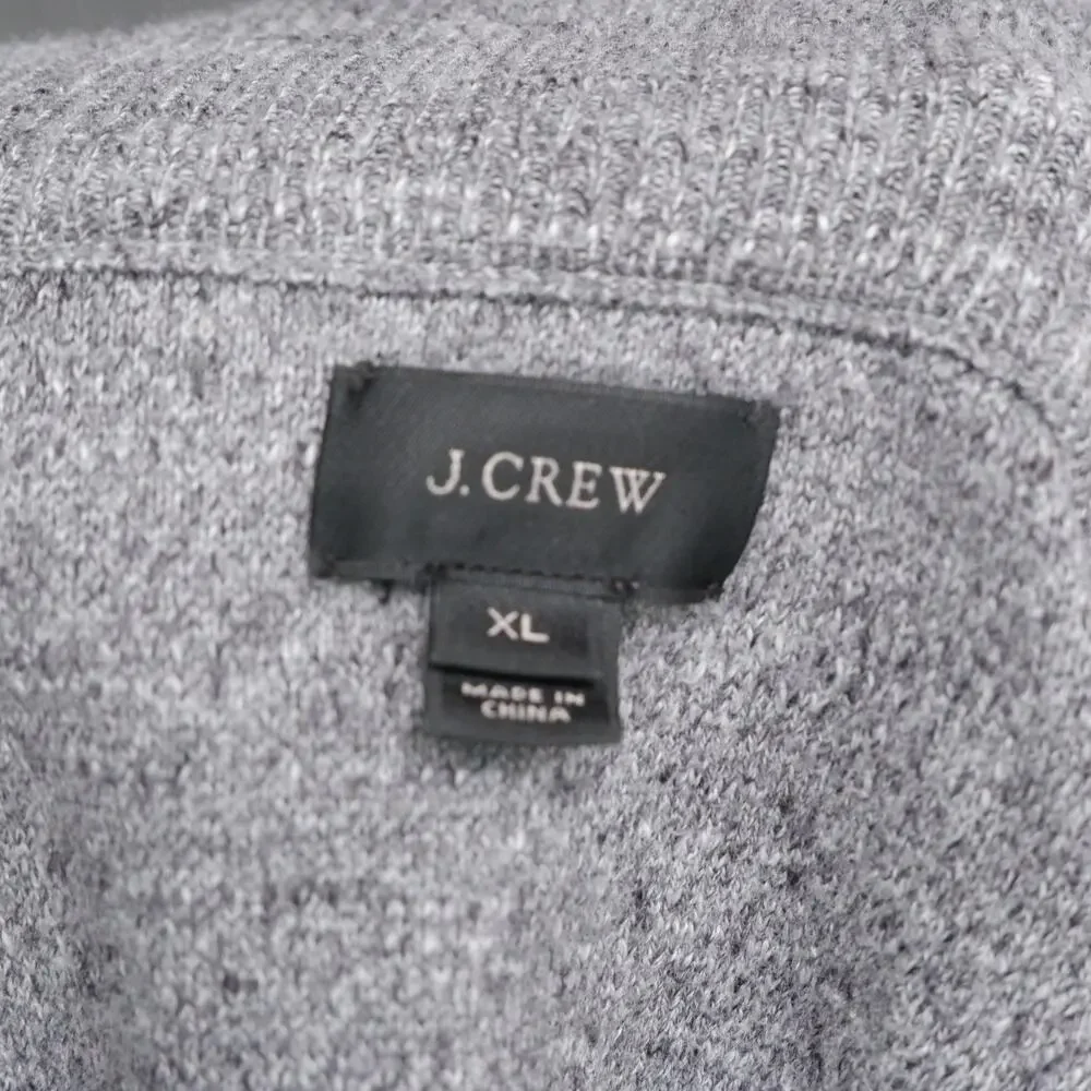 J.Crew Men's XL Gray 100% Cotton Quarter Zip Sweater Preppy Classic Knit Pullove